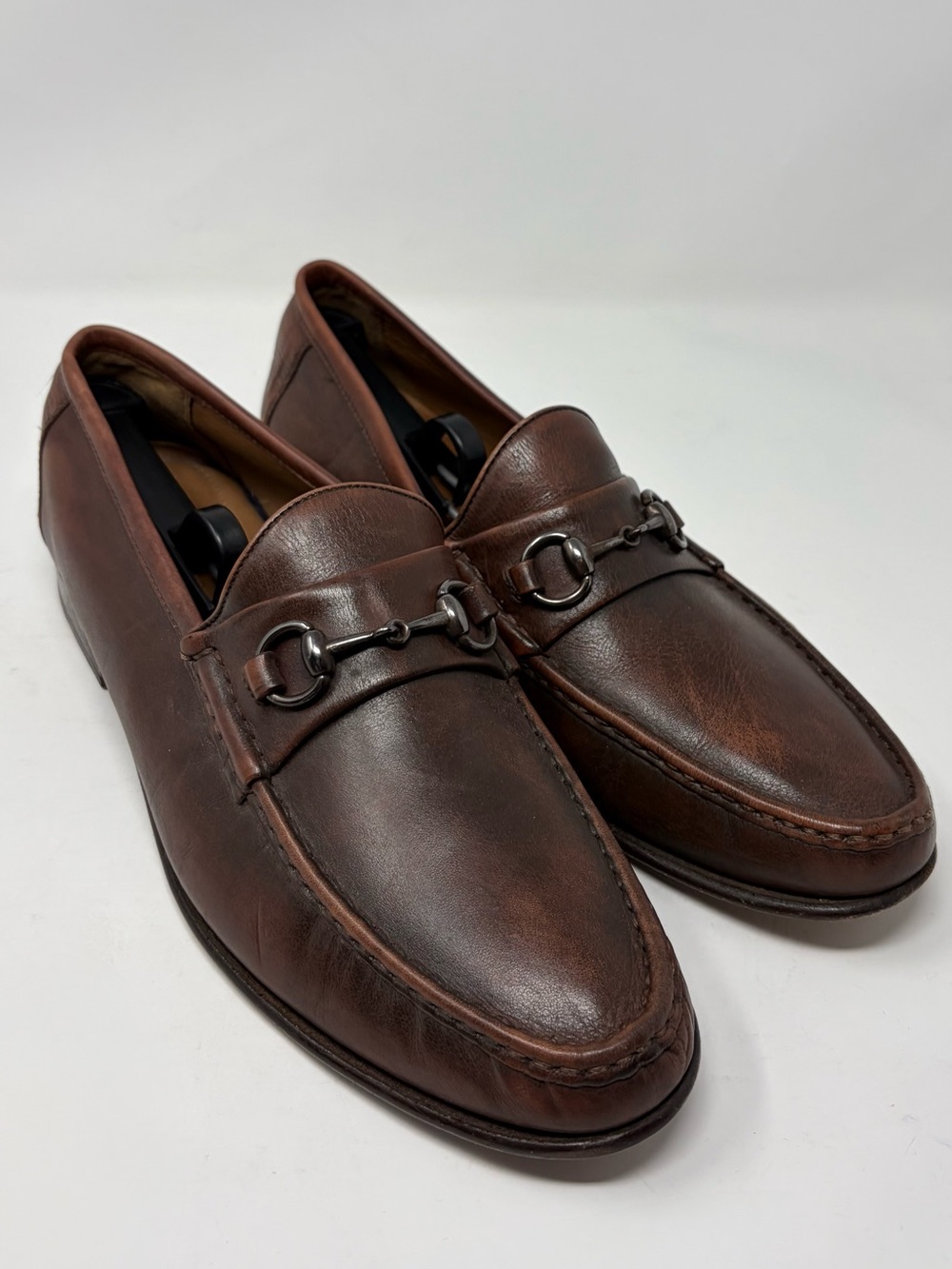 Peter Huber Mens Brown Leather Slip On Loafer Ascot Shoes Horse Bit Size 11M